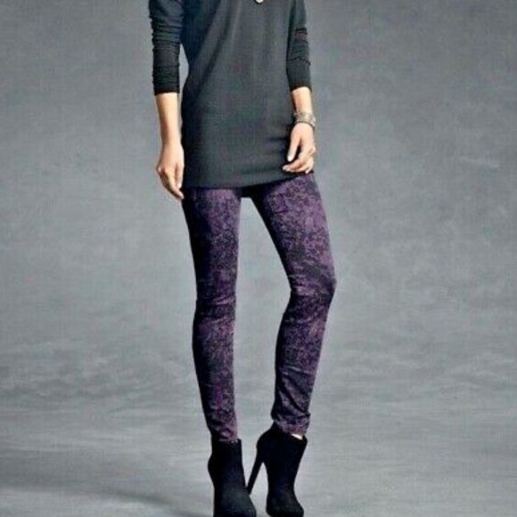 Cabi Twilight Purple Camo Skinny Jeans #159 Pants - Picture 4 of 11